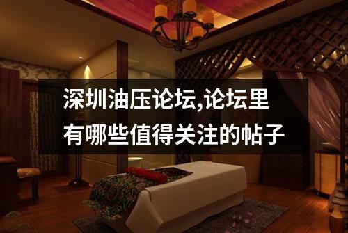 深圳油压论坛,论坛里有哪些值得关注的帖子